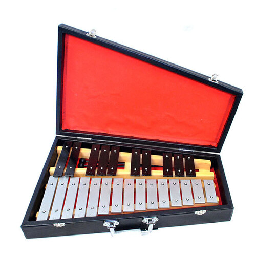 Percussion Plus 25-Note Glockenspiel in Black Wooden Case