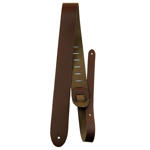 Perris 2" Basic Dark Brown Leather Guitar Strap with Leather ends