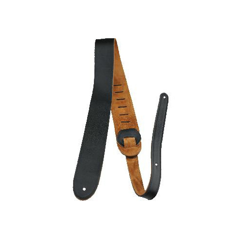 Perris 2" Black Deluxe Soft Italian Leather Guitar Strap with Super Soft Suede backing