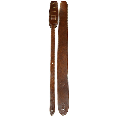 Perris 2" Chestnut Deluxe Soft Italian Leather Guitar Strap with Super Soft Suede backing