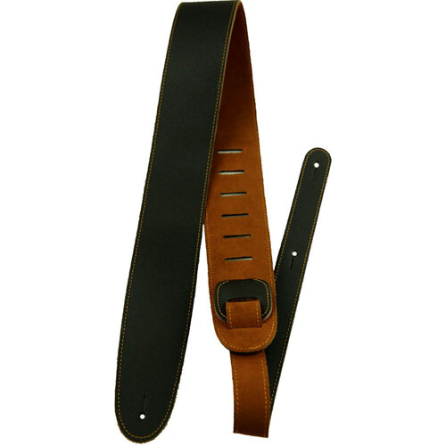 Perris 25" Reversible Black Leather & Natural Suede Guitar Strap