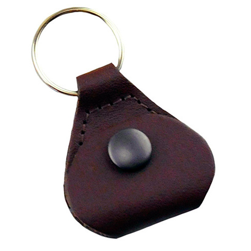 Perris Guitar Pick Holder Key Chain in Brown Leather