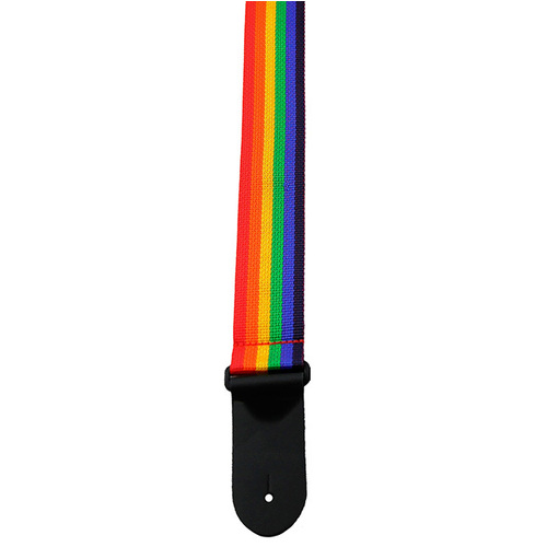 Perris 2" Poly Pro Guitar Strap in Rainbow with Black Leather ends