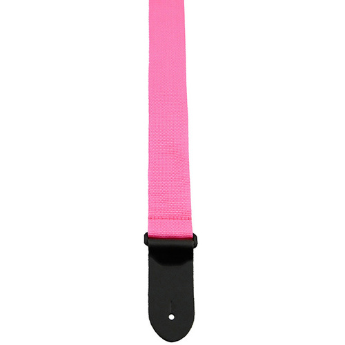 Perris 2" Poly Pro Guitar Strap in Pink with Black Leather ends