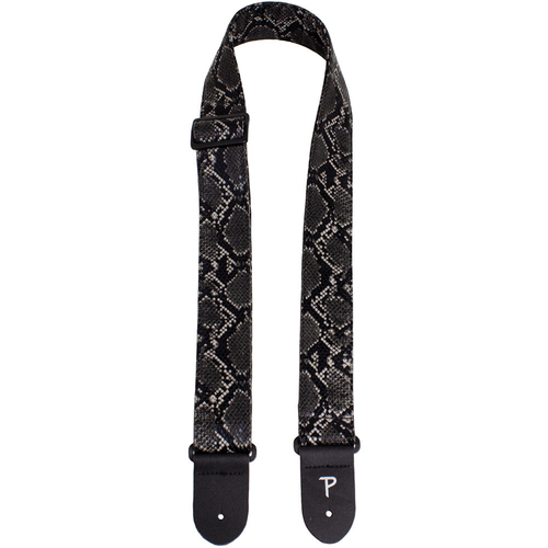 Perris 2" Black Faux Snake Skin Guitar Strap with Leather Ends