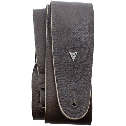 Perris 3" Deluxe Double-Stitched Leather Bass Guitar Strap in Brown