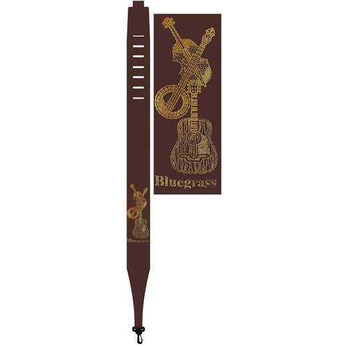 Perris 25" Brown Leather Embossed Banjo Strap