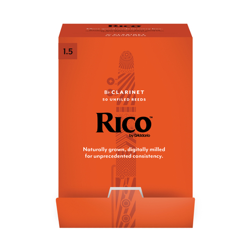 Rico by D'Addario Bb Clarinet Reeds, Strength 15, 50-pack