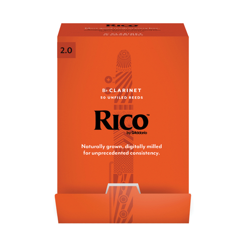 Rico by D'Addario Bb Clarinet Reeds, Strength 2, 50-pack