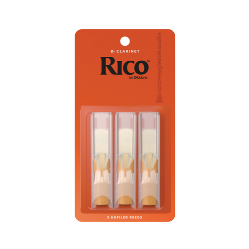 Rico by D'Addario Bb Clarinet Reeds, Strength 2, 3-pack