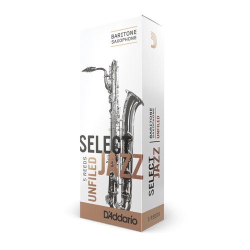 D'Addario Select Jazz Unfiled Baritone Saxophone Reeds, Strength 4 Hard, 5-pack