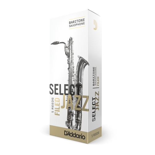 D'Addario Select Jazz Filed Baritone Saxophone Reeds, Strength 2 Soft, 5-pack