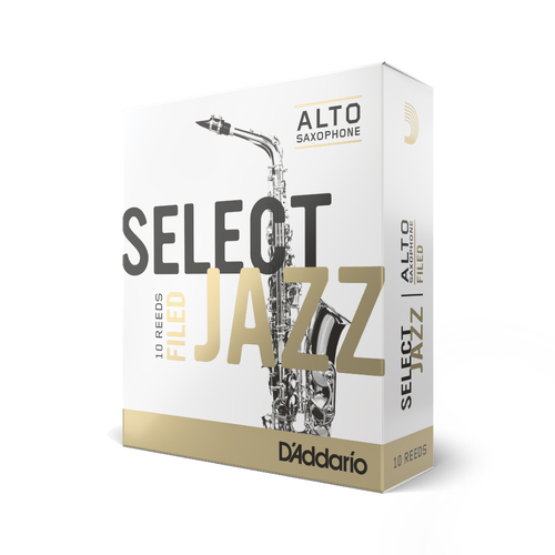 D'Addario Select Jazz Filed Alto Saxophone Reeds, Strength 3 Medium, 10-pack