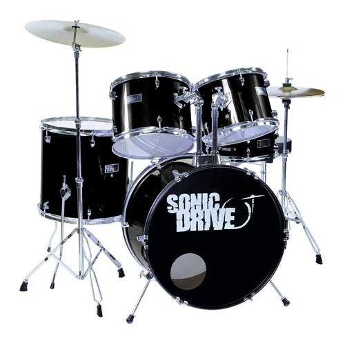 Sonic Drive 5-Piece Rock Drum Kit with 22" Bass Drum (Black)