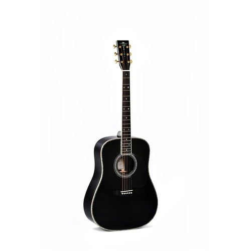 Sigma Dreadnought All Solid Sitka Spruce Top, Rosewood Back and Sides, Style 42 Inlay in Black Gloss