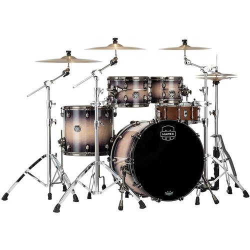 Mapex SE529XEMBPZ Saturn Evolution Maple-Walnut Series 4-Pce Drum Kit in Exotic Violet Burst Lacquer 