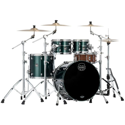 Mapex SE529XEMPQ Saturn Evolution Maple-Walnut Series 4-Pce Drum Kit in Brunswick Green Lacquer 