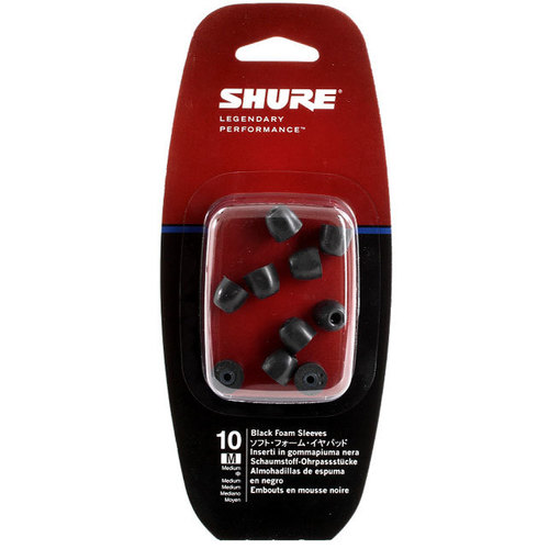 Shure Medium Size Black Foam Earphone Sleeves (PK-10)