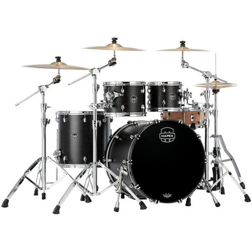 Mapex SR504XFB Saturn Maple-Walnut Series 4-Pce Drum Kit in Satin Black