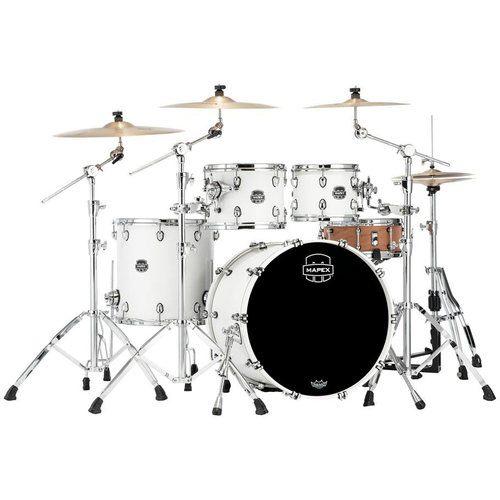 Mapex SR529XRM Saturn Maple-Walnut Series 4-Pce Drum Kit in Satin White