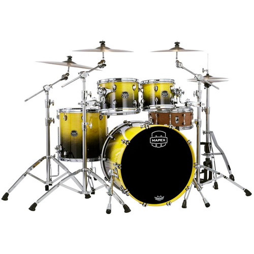 Mapex SR529XUJ Saturn Maple-Walnut Series 4-Pce Drum Kit in Sulphur Fade