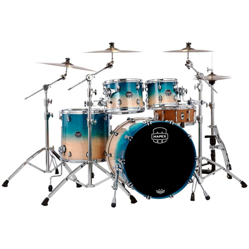 Mapex SR529XUQ Saturn Maple-Walnut Series 4-Pce Drum Kit in Aqua Fade
