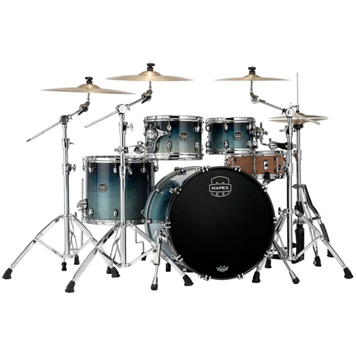 Mapex SR529XURJ Saturn Maple-Walnut Series 4-Pce Drum Kit in Teal Blue Fade