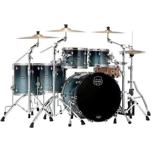 Mapex SR628XRJ Saturn Maple-Walnut Series 5-Pce Drum Kit in Teal Blue Fade