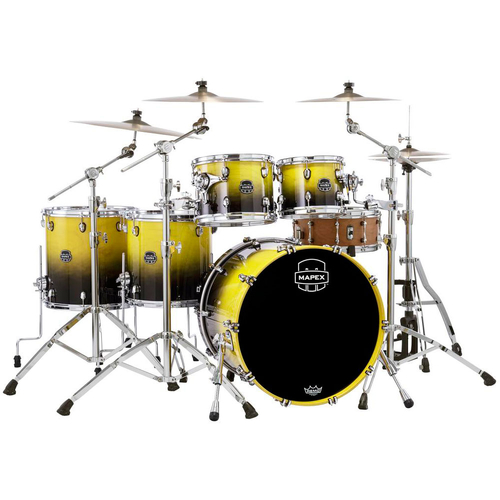 Mapex SR628XUJ Saturn Maple-Walnut Series 5-Pce Drum Kit in Sulphur Fade