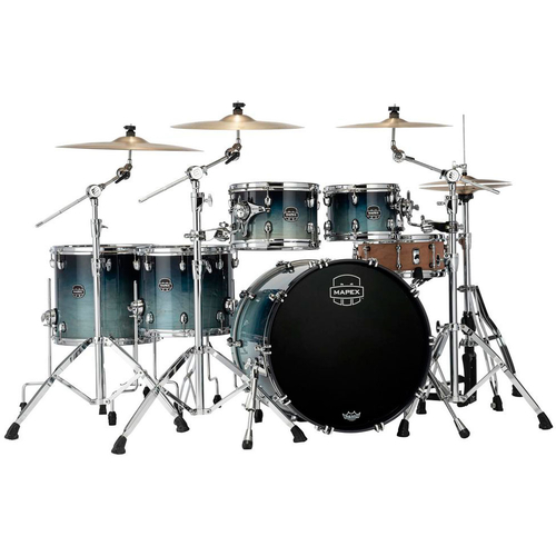 Mapex SR628XURJ Saturn Maple-Walnut Series 5-Pce Drum Kit in Teal Blue Fade
