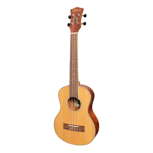 Tiki 7 Series Cedar Solid Top Tenor Ukulele with Hard Case in Natural Satin