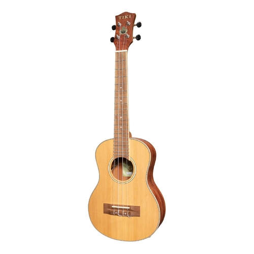 Tiki 7 Series Cedar Solid Top Electric Tenor Ukulele with Hard Case in Natural Satin