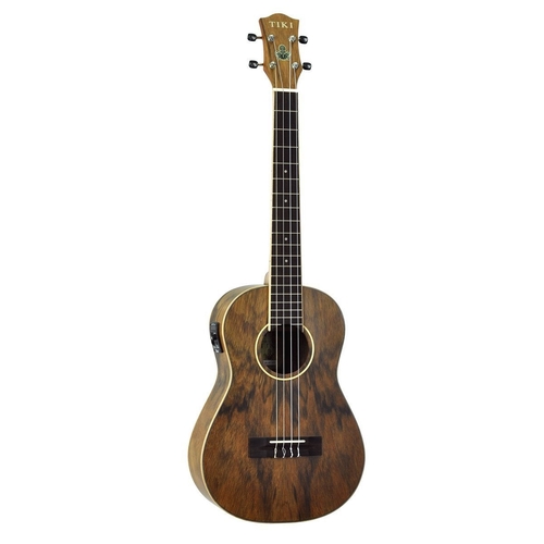 Tiki 4 Series Daowood Electric Baritone Ukulele with Gig Bag in Natural Satin