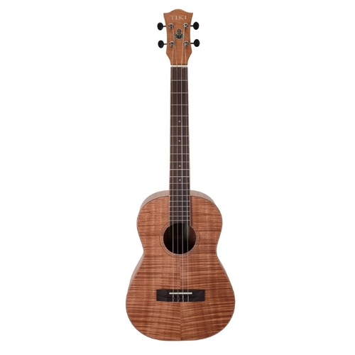 Tiki 2 Series Mahogany Flame Top Baritone Ukulele with Gig Bag in Natural Satin