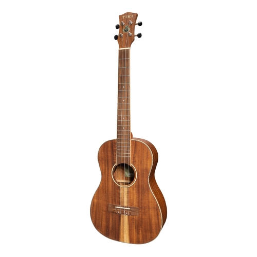 Tiki 9 Series Koa Solid Top Electric Baritone Ukulele with Hard Case in Natural Satin