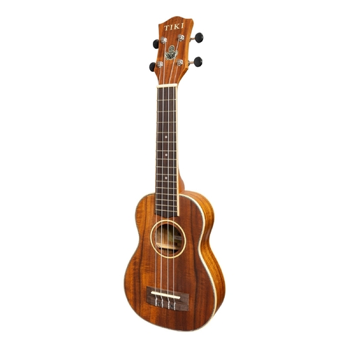 Tiki 3 Series Koa Soprano Ukulele with Gig Bag in Natural Satin