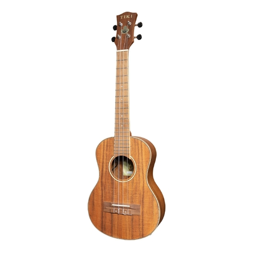 Tiki 3 Series Koa Electric Tenor Ukulele with Gig Bag in Natural Satin