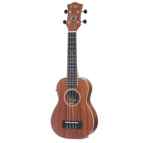 Tiki 5 Series Mahogany Solid Top Electric Soprano Ukulele with Hard Case in Natural Satin