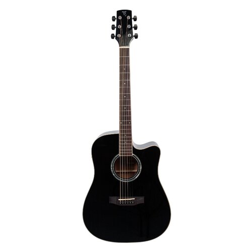 Timberidge '1 Series' Spruce Solid Top Acoustic-Electric Dreadnought Cutaway Guitar (Black Gloss)