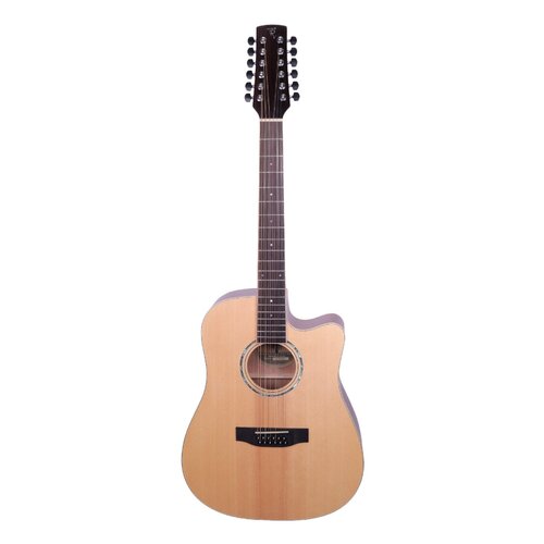 Timberidge '1 Series' 12-String Spruce Solid Top Acoustic-Electric Dreadnought Cutaway Guitar (Natural Satin)