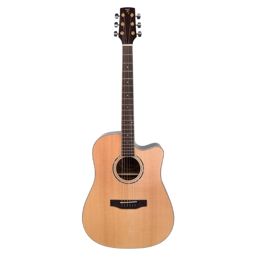 Timberidge 3 Series Spruce Solid Top AC/EL Dreadnought Cutaway Guitar in Natural Gloss