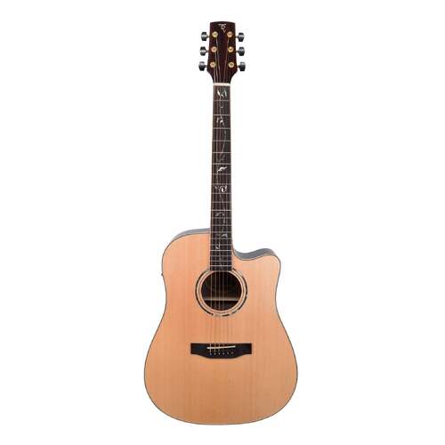Timberidge 3 Series Spruce Solid Top AC/EL Dreadnought Cutaway Guitar with 'Tree of Life' Inlay in Natural Gloss