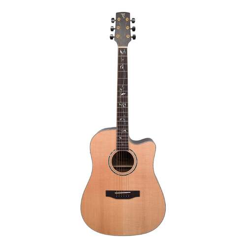 Timberidge 3 Series Spruce Solid Top AC/EL Dreadnought Cutaway Guitar with 'Tree of Life' Inlay in Natural Satin