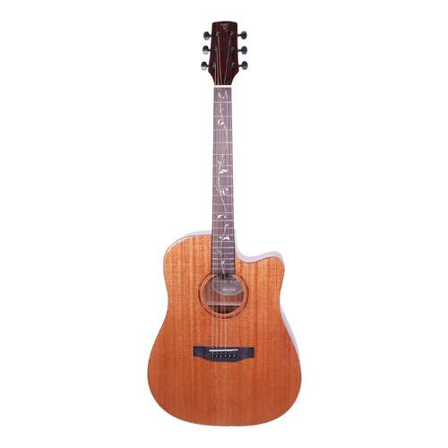 Timberidge Messenger Series Mahogany Solid Top AC/EL Dreadnought Cutaway Guitar in Natural Gloss