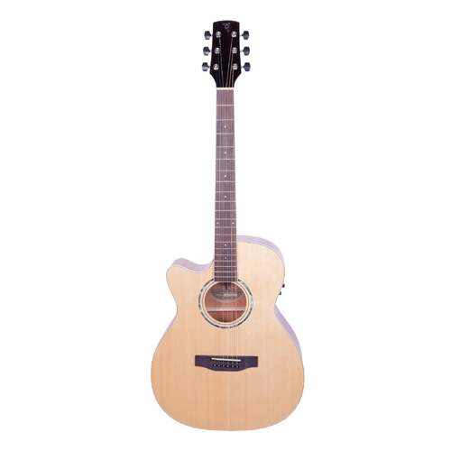Timberidge 1 Series Left Handed Spruce Solid Top AC/EL Small Body Cutaway Guitar in Natural Gloss