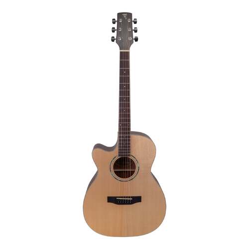 Timberidge 1 Series Left Handed Spruce Solid Top AC/EL Small Body Cutaway Guitar in Natural Satin
