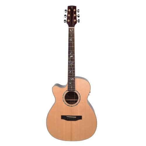 Timberidge 3 Series Left Handed Spruce Solid Top AC/EL Small-Body Cutaway Guitar with 'Tree of Life' Inlay in Natural Gloss