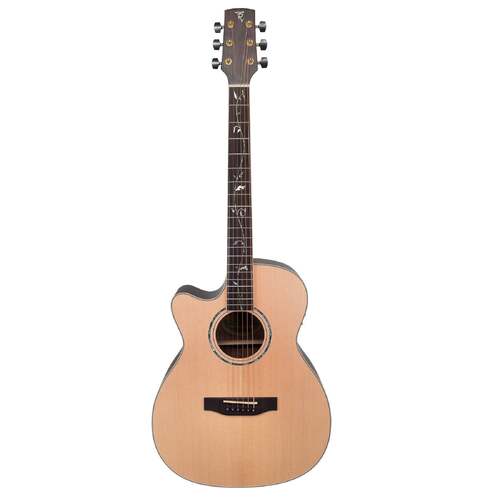 Timberidge 3 Series Left Handed Spruce Solid Top AC/EL Small Body Cutaway Guitar with 'Tree of Life' Inlay in Natural Satin