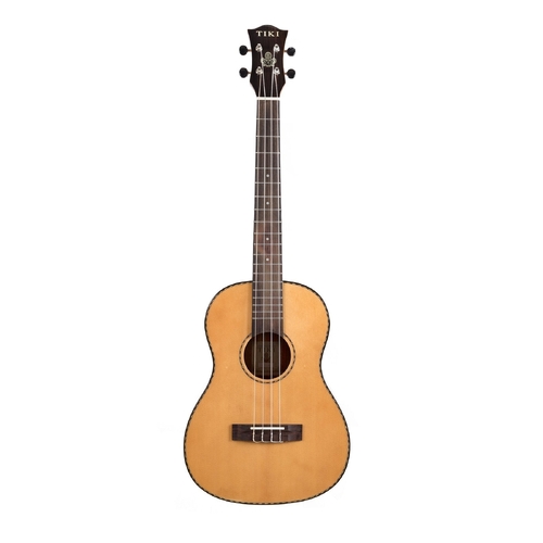 Tiki 22 Series Spruce Solid Top Baritone Ukulele with Hard Case in Natural Gloss