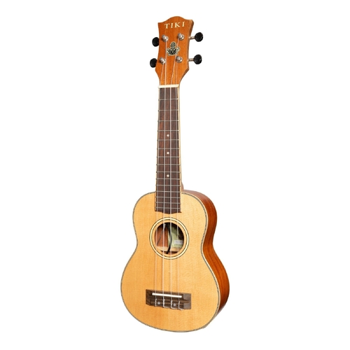 Tiki 6 Series Spruce Solid Top Electric Soprano Ukulele with Hard Case in Natural Satin